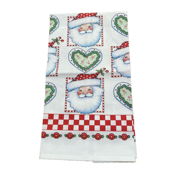 NWOT Mary Engelbreit Christmas Santa Tea Kitchen Towel 100% Cotton Made in USA - Picture 1 of 7